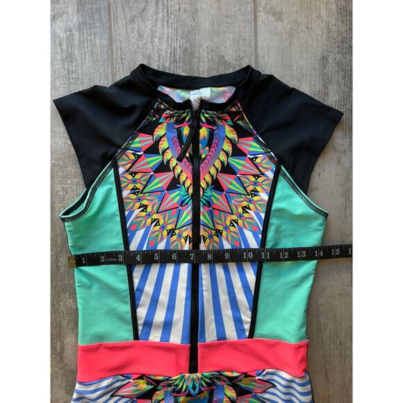 $128 BODY GLOVE Look At Me Stand Up Surf Suit Swimsuit Neon One Piece Zip L - Picture 7 of 9